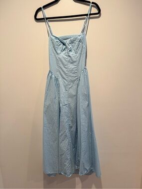 Light Blue Spaghetti Strap Midi Dress